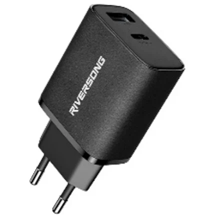 شارژر دیواری ریورسانگ مدل Riversong Safekub D3 AD26 20w Fast Charge - مشکی